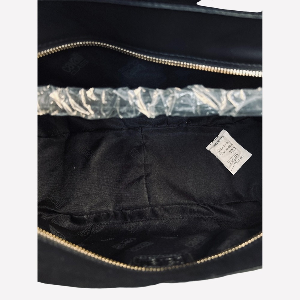 Cavalli Class Sandra Shopper Tote Bag‎ Black Debossed Elegant Designer Handbag - Picture 6 of 6